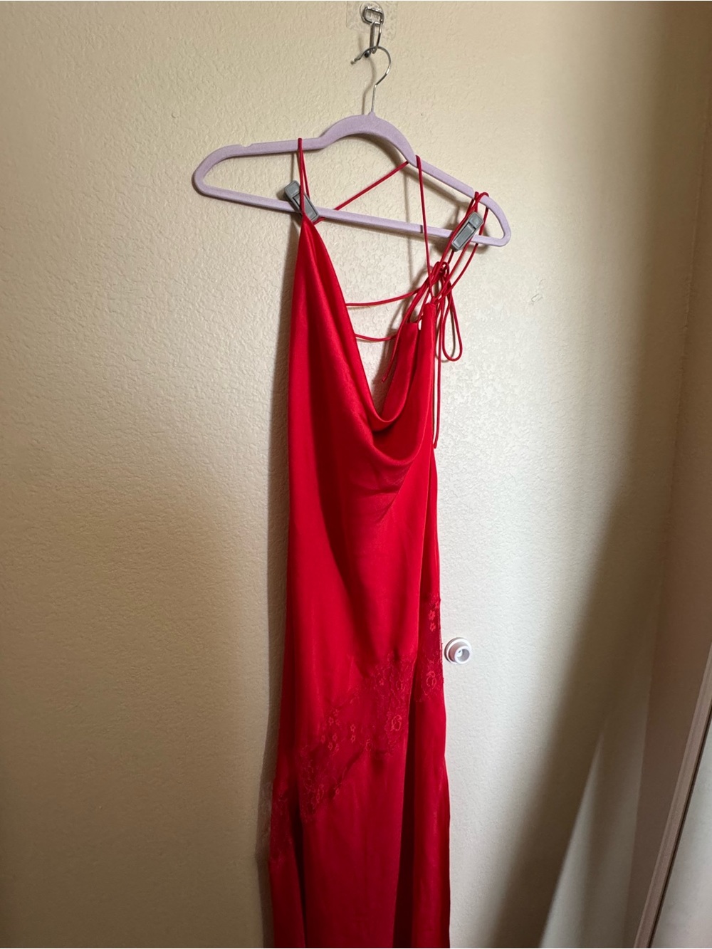Meshki Chandra Lace Satin Maxi Red Dress Size Small NEW romantic satin strappy - Picture 5 of 8